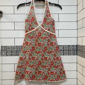 Zara 🌸 Retro Floral Knit mini halter dress